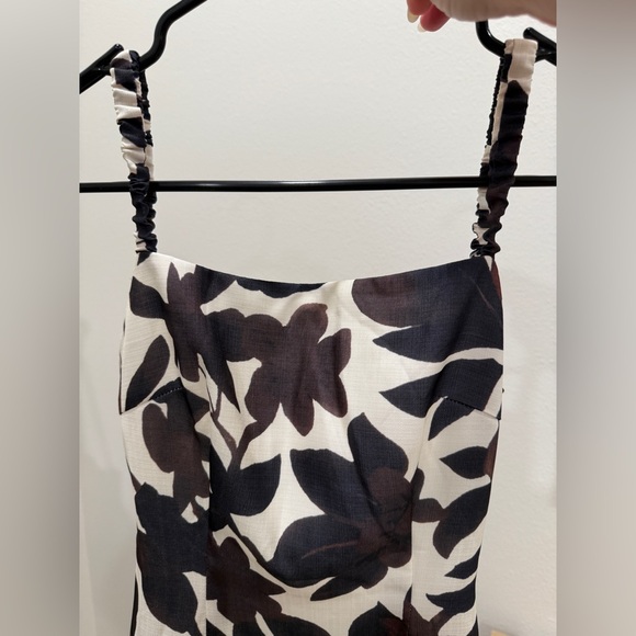 Commense Backless black and white long formal floral zipper dress - Picture 3 of 9